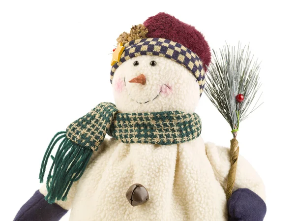 Snowman with the broom — Stock Photo, Image