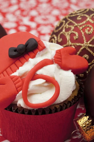 Kerstmis chocolade cupcake — Stockfoto