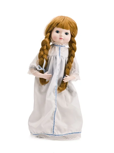 Cute doll wearing white dress — Stock Photo, Image