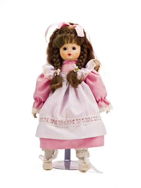 Puppe mit rosa Kleid — Stockfoto