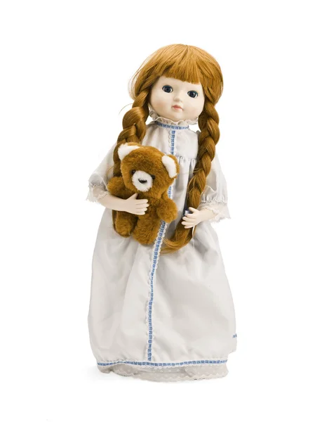 Imagem de uma boneca e um ursinho de pelúcia — Fotografia de Stock