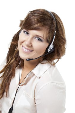 gülümseyen destek telefonu operatörü