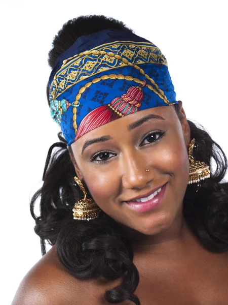 Portrait of a young female with hair band and earring — Stock Photo, Image