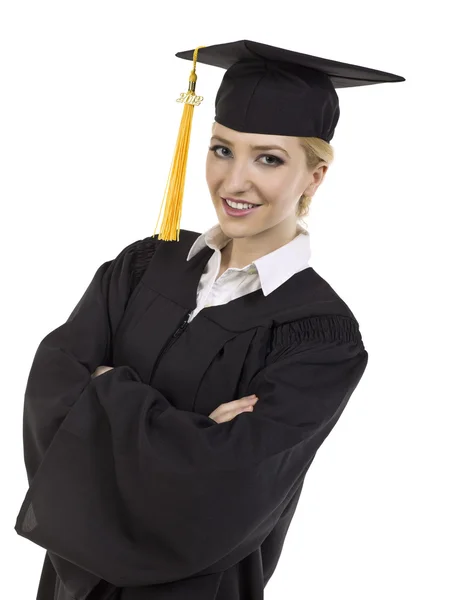 Eine lächelnde Studentin mit verschränktem Arm — Stockfoto