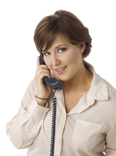 Schöne Frau am Telefon — Stockfoto