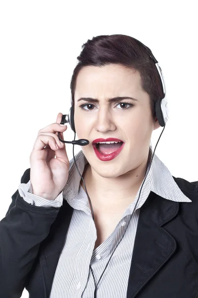 Mujer de negocios con auriculares —  Fotos de Stock