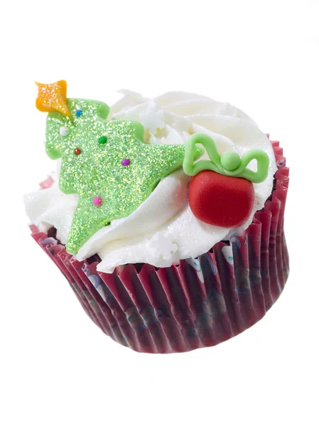 Chocolate cupcake with christmas theme — Stock Photo, Image