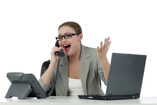 Een gelukkig zakenvrouw op de telefoon — Stockfoto