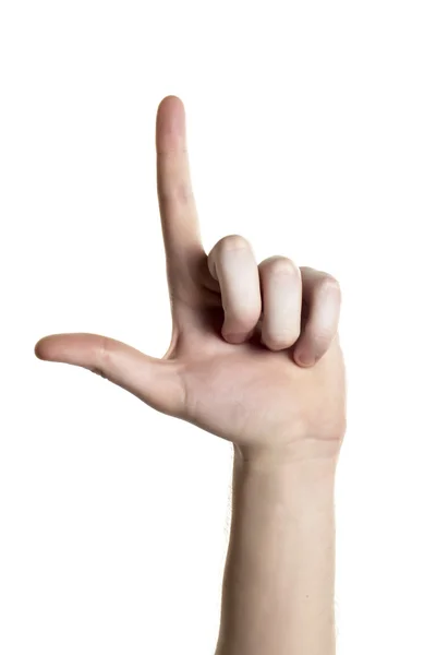 A human finger spelling the american sign language letter l — Stock Photo, Image