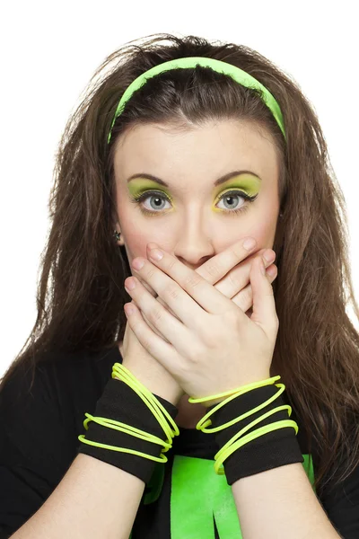 Old school girl shocked — Stock Photo, Image