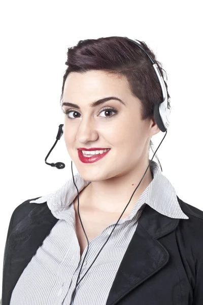 Modern affärskvinna med headset — Stockfoto