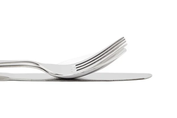 Imagen recortada de tenedor y cuchillo —  Fotos de Stock