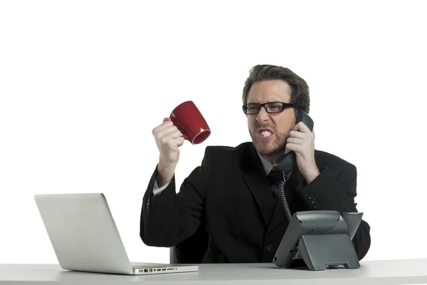 Homem de negócios irritado falando ao telefone — Fotografia de Stock