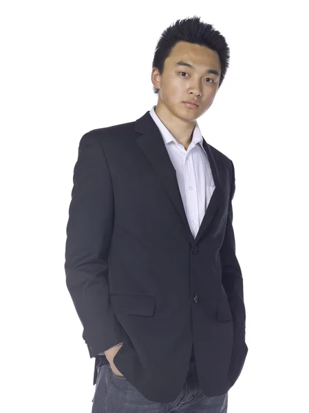 Asiático adolescente cara vestindo casual traje — Fotografia de Stock