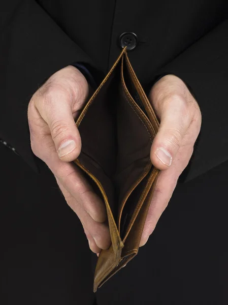 Empty brown leather wallet — Stock Photo, Image