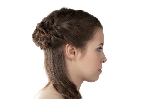 Beautiful teenage lady face side view — Stock Photo, Image