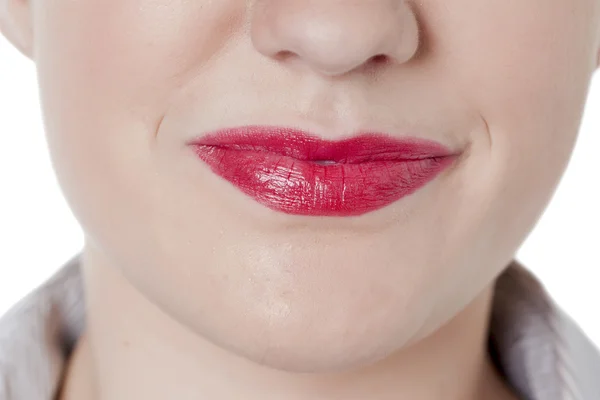 Labios rojos de una mujer de negocios — Foto de Stock