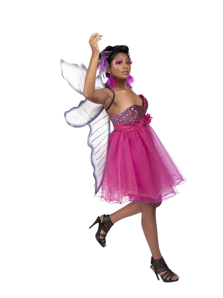 妖精の衣装で、若い女性の側面図 — ストック写真