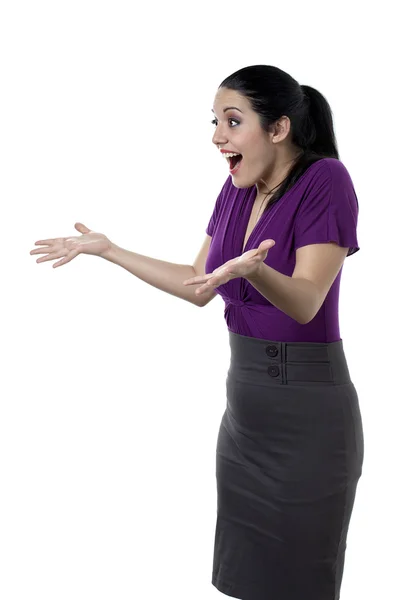 Gesturing surprised woman — Stock Photo, Image