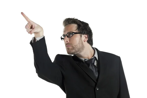 Businessman pointing to the side — Stock Photo, Image