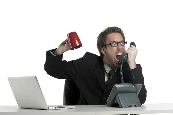 Zakenman schreeuwen op de telefoon — Stockfoto