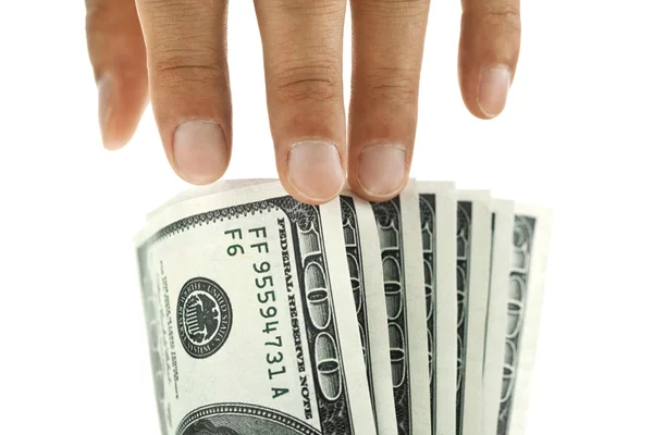 Mão tocando o dinheiro — Fotografia de Stock