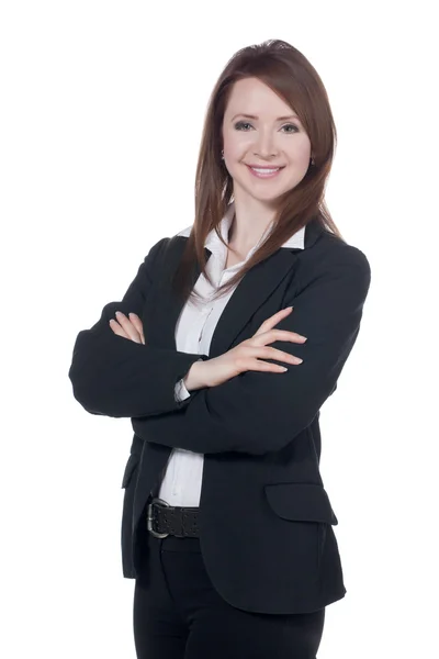 A happy businesswoman with arm crossed — Stock Photo, Image