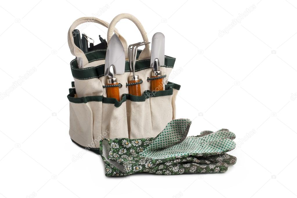 gardening tool bag and gloves