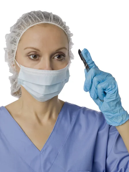 Medico donna che tiene la penna a sfera — Foto Stock