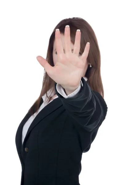 व्यवसायी महिला gesturing स्टॉप — स्टॉक फ़ोटो, इमेज