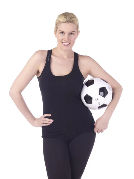 Athletic soccer woman — Stock Photo, Image