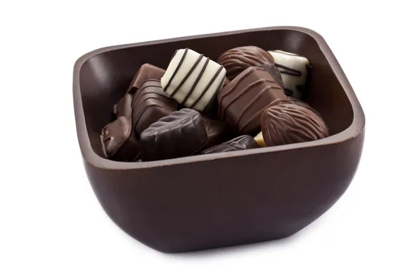 Chocolate pieces in bowl — Stock Photo, Image