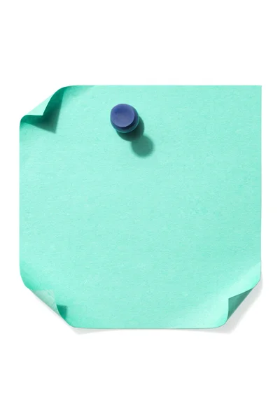 Mavi iğne çivinin üzerine boş bir kağıt — Stok fotoğraf