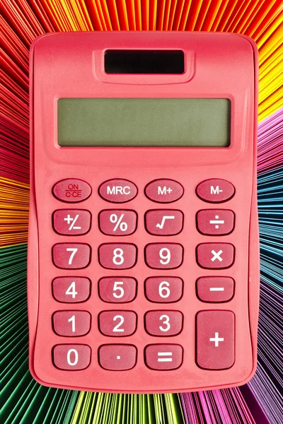 Close up shot of a calculator and color palette — Stock Photo, Image