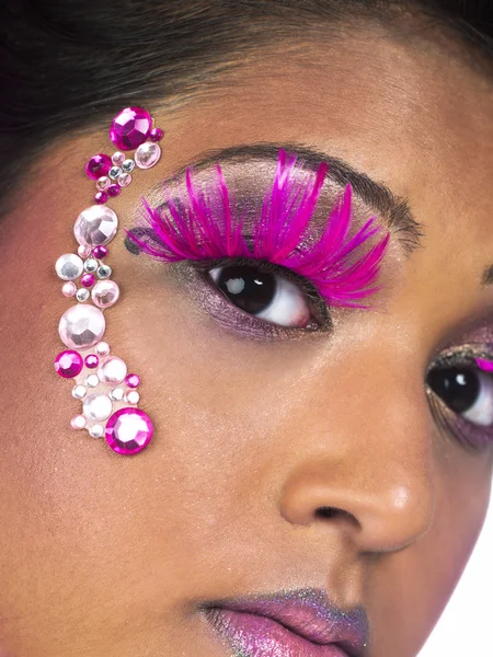 Cropped shot of a young female wearing make up and false eyelash — Stock Photo, Image