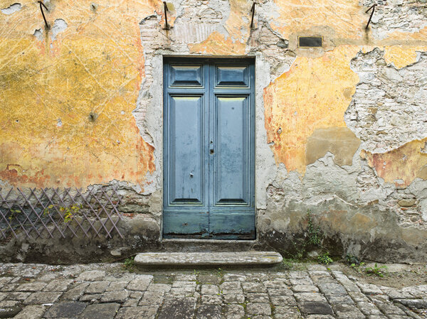 closed door of a old house