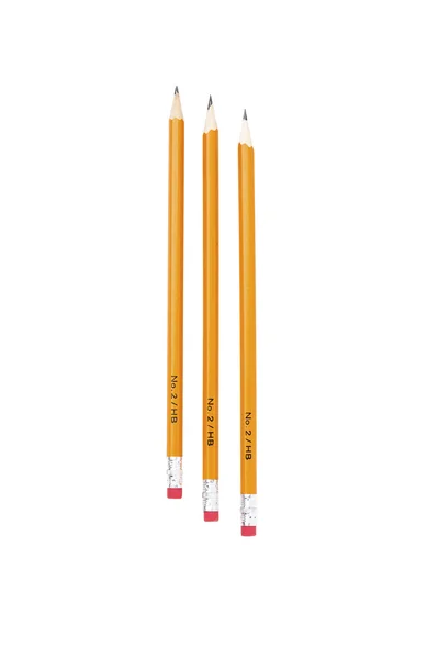 Imagen de tres lápices dispuestos uno al lado del otro —  Fotos de Stock
