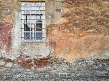 dilapidated wall and window clipart