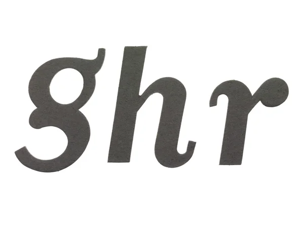 Papel recortado com letras ghr — Fotografia de Stock