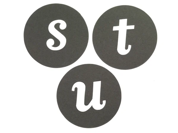 Papel recortado com letras stu — Fotografia de Stock