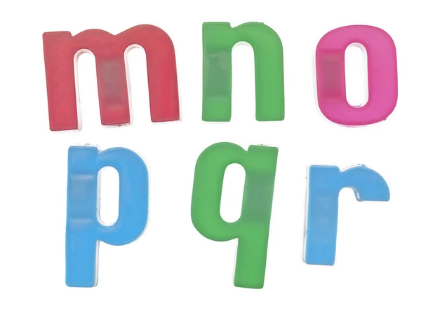 Plastic alphabet letters mnopqr — Stock Photo, Image