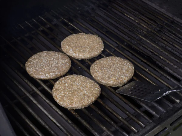 Grilling hamburger patties — Stock Photo, Image