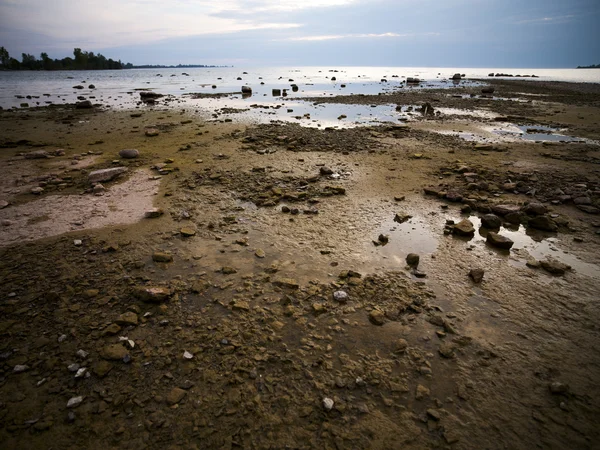 Riva del mare con cielo sullo sfondo — Foto Stock