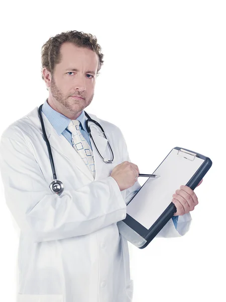 Young doctor showing his report — Stock Photo, Image