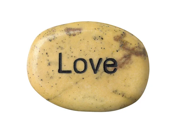 Slovo láska na žluté mýdlo — Stock fotografie