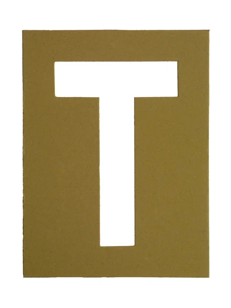 cardboard with cut out letter t