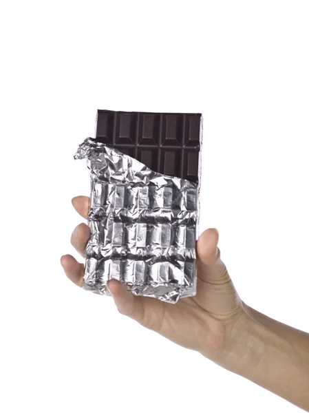 Holding chocolate bar — Stock Photo, Image