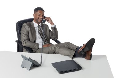african american businessman talking on the telephone