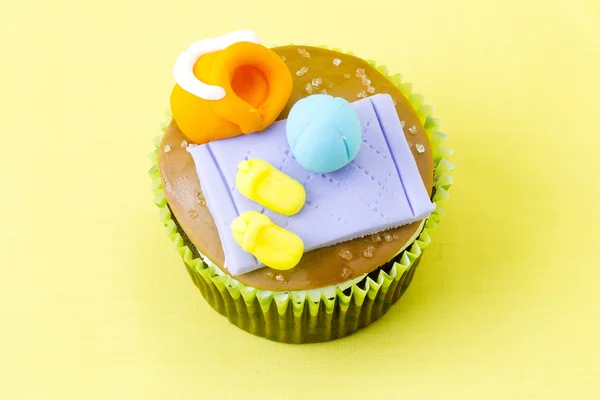 Top view of cupcake with decorative miniature — Stock Photo, Image