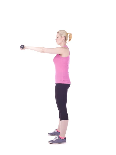 Sporty woman holding dumbbells — Stock Photo, Image